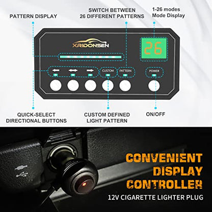 XRIDONSEN 2 in 1 2x 14 inch Strobe Light Bar - color: Amber/Green