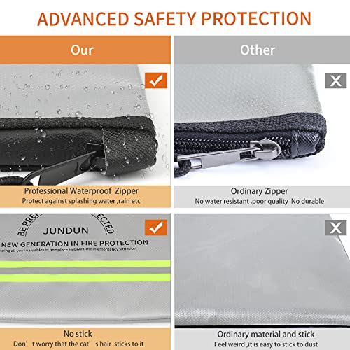 JUNDUN Fireproof Money Bag, 10.6"x6.7" Waterproof and Fireproof - color: Silver, size: Small