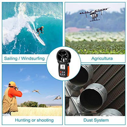 HVAC Anemometer 8-Blade CFM Air Flow Velocity Tester up to 67.1 mph - color: AP-007 Standard