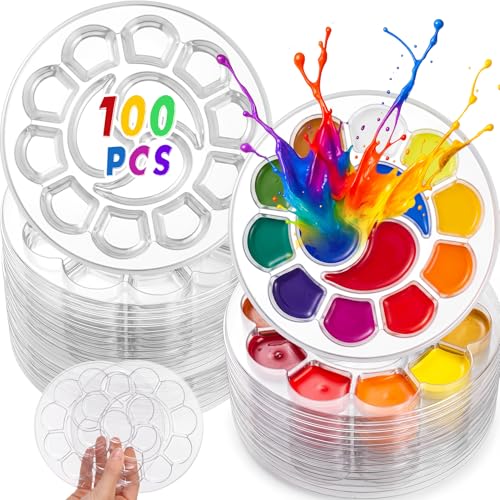 100 Pcs Large Clear Paint Tray Palette, Round - style: Round