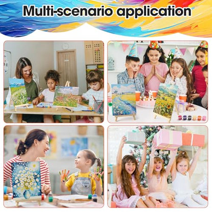 24 Sets Canvas and Easel Set for Party 8 x 10 in Canvas Boards for Painting