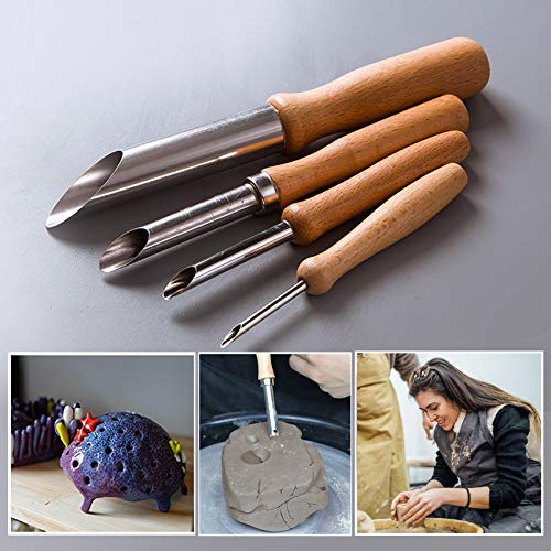 EuTengHao 61Pcs Ceramic Clay Tools Kit Pottery Tools Clay Sculpting Shapers Carving Tool Set Contains Most Essential Wooden Clay Tools for Potters Beginners