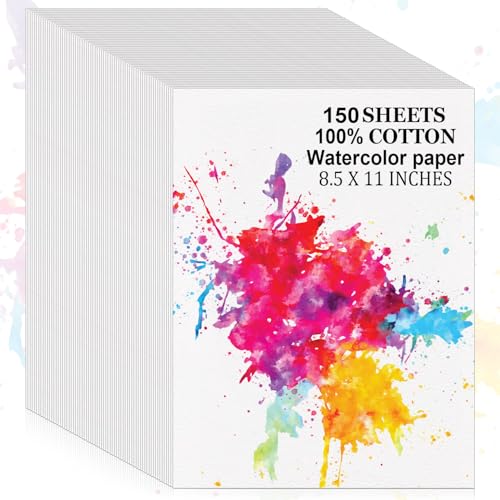 150 Sheets 100% Cotton Watercolor Paper Bulk Cold Press White Paper - size: 150 Sheets