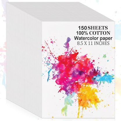 150 Sheets 100% Cotton Watercolor Paper Bulk Cold Press White Paper - size: 150 Sheets