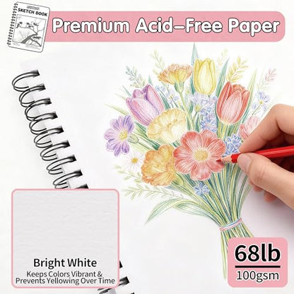 FIXSMITH 9"X12" Sketch Book, 100 Sheets, 68 lb/100gsm,4 Pack Pink - color: Pink, size: 9"x12"-4 Pack