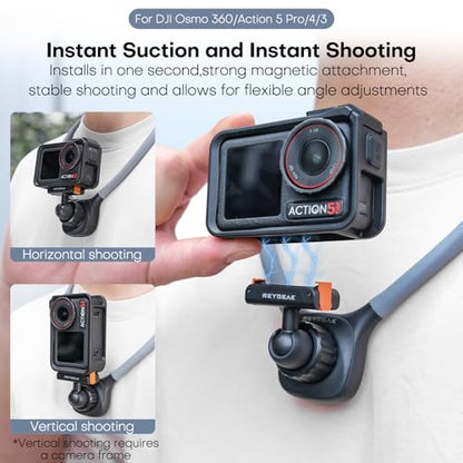 REYGEAK Magnetic Neck Mount for DJI Osmo 360/Action 5 Pro/4/3 - color: for Action 5/4/3