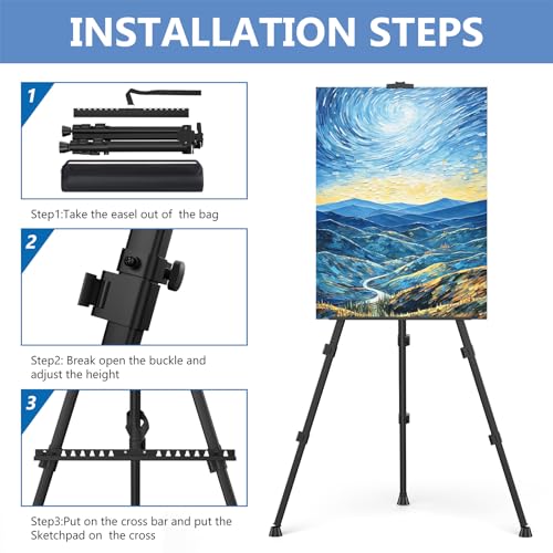 Art Painting Display Easel Stands - Portable Adjustable Floor Artist Easels - style: Black - 4pack