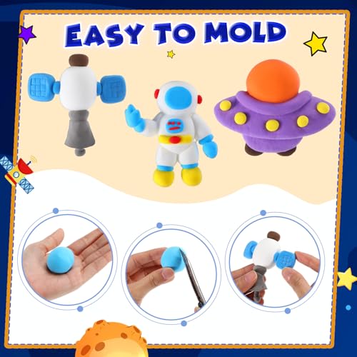 Capoda 18 Sets Outer Space Air Dry Clay Kit for Kids Space Craft Kit Gifts - style: Space