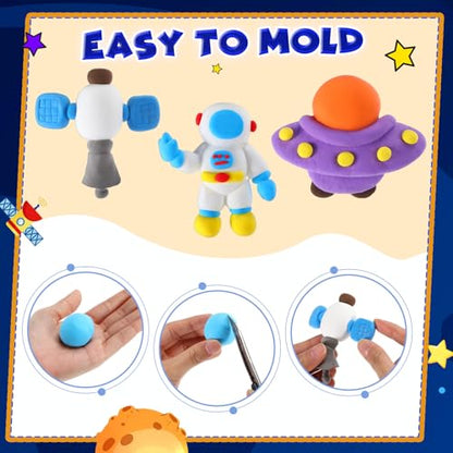 Capoda 18 Sets Outer Space Air Dry Clay Kit for Kids Space Craft Kit Gifts - style: Space
