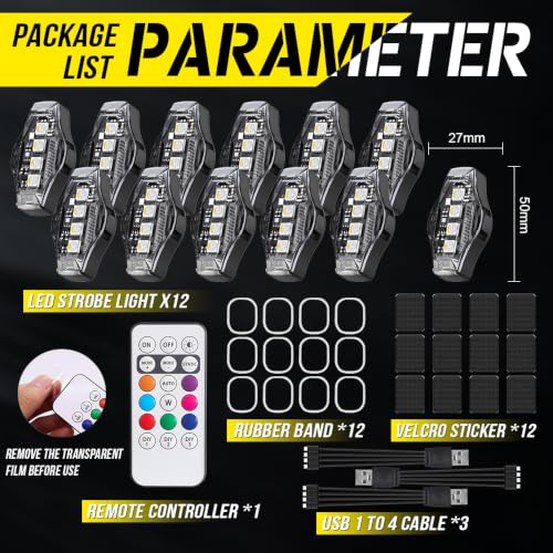 Wireless LED Strobe Lights for Car with Remote Control-10 Modes