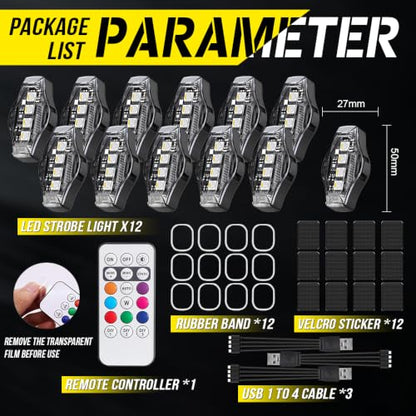 Wireless LED Strobe Lights for Car with Remote Control-10 Modes