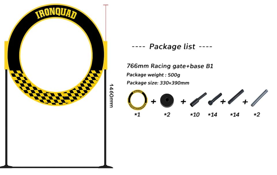 FPV Race Gate. 765mm Hoop with Base and Stands Included. LED Loops pre-Installed. (LED Strip NOT Included)
