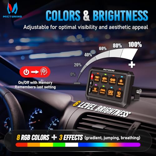 MICTUNING P1Y 8 Gang Switch Panel, Remote and APP Control, Up to 230FT - size: RGB 8 Gang(APP+Remote Control)