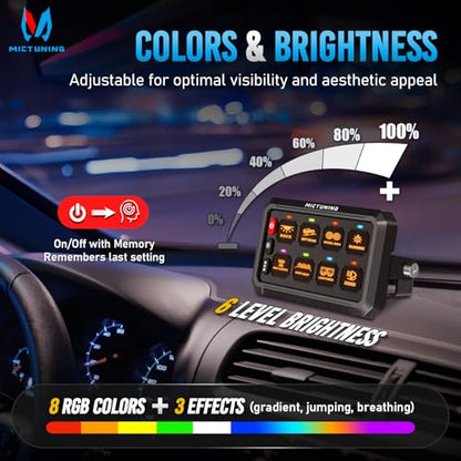 MICTUNING P1Y 8 Gang Switch Panel, Remote and APP Control, Up to 230FT - size: RGB 8 Gang(APP+Remote Control)