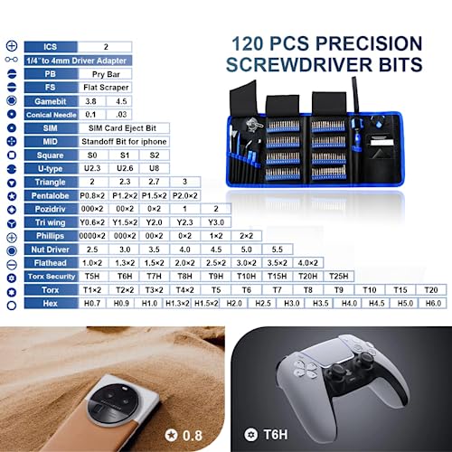 142 IN 1 Professional Computer Repair Tool Kit, Precision Screwdriver Set with 120 Bits Magnetic Repair Tool Kit for iPhone, MacBook, Computer, Laptop, PC, Tablet, PS4, Game Console, and Others
