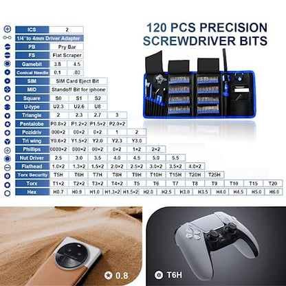 142 IN 1 Professional Computer Repair Tool Kit, Precision Screwdriver Set with 120 Bits Magnetic Repair Tool Kit for iPhone, MacBook, Computer, Laptop, PC, Tablet, PS4, Game Console, and Others