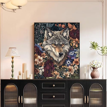 XTCIXAL Paint by Numbers Kit for Adults, Wolf, 16X20 Inch - color: 10-Wolf