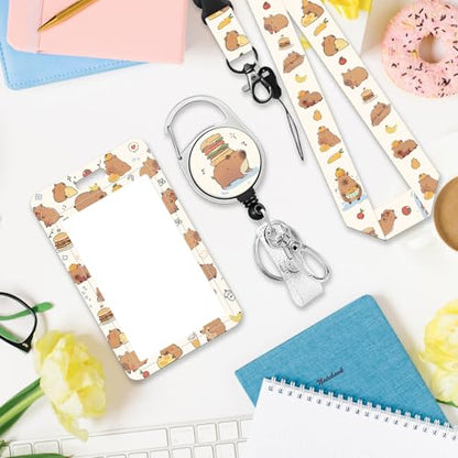 Capybara for ID Badge Holder, Cute Capybara ID Badge Holder - color: Capybara-brown