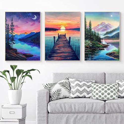 EWJRNSF 6 Pack 5D Mountain Landscape Diamond Painting Kits for Adults DIY - color: AA 6 Pack Landscape