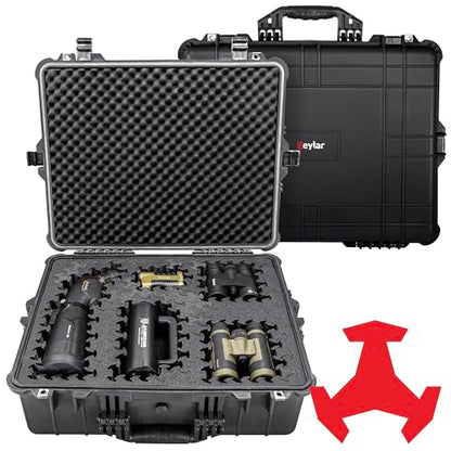 Eylar 24" X-Large Hard Case Equipped With Ragar Reconfigurable & Reusable XP Crosslinked Foam Insert, Waterproof, Shockproof For Equipment, Drones And Cameras (2 Ragar Layers) (Black) - color: Black