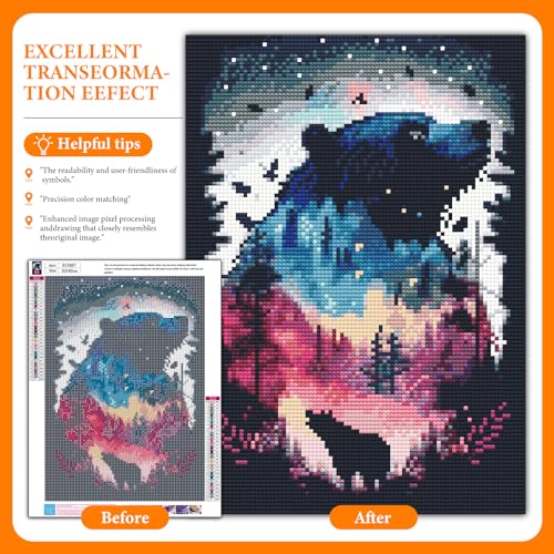 Diamond Art Kits for Adults, Bear DIY 5D Diamond Painting for Beginners - color: BLKJDP13