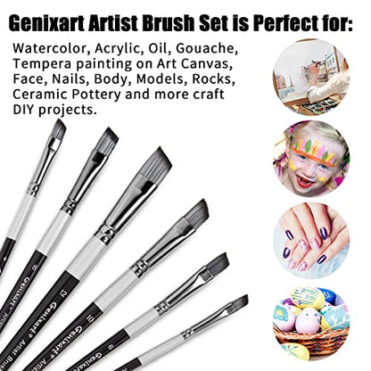 Genixart Angle Paint Brush Set – Art Paintbrushes Acrylic Oil Watercolor - size: Angle - 6 Pcs