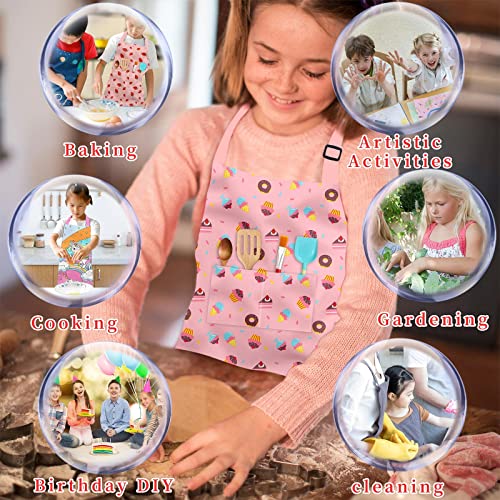 Kids Aprons for Cooking, Toddler Apron for Girls with Pockets Apron for Kid - color: Donut