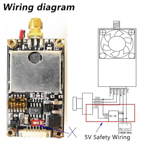 SPARKHOBBY TX2500 V4 VTX 5.8GHz Super Power 2000MW FPV Wireless-Transmitter with Cooling Fan for RC FPV Fixed-Wing Drones Over 20Km Range (TX2500 V4)