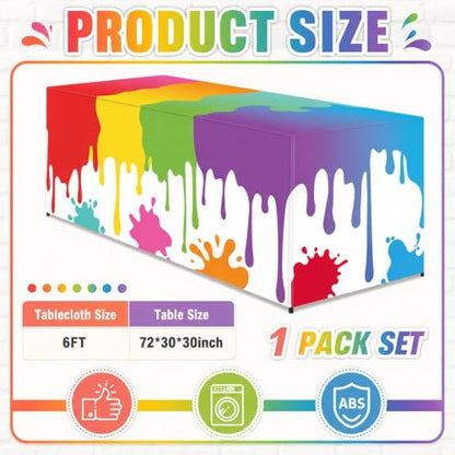 6Ft Paint Splatter Tablecover Paint Table Cloth Rainbow Classroom Decor