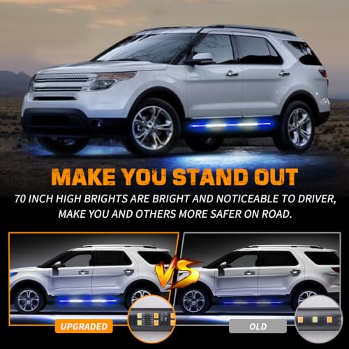 XRIDONSEN 2PCS 60 inch Blue White Emergency Lights Running Board Lights - color: Blue/White