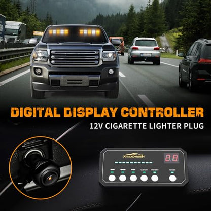 XRIDONSEN 2x 17 inch Dash Strobe Lights for Trucks, 40 LED Warning Lights - color: Amber/White