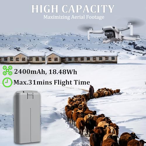 2 Pack Mini 2 Series Intelligent Flight Battery for DJI Mini 4K, Mini 2 SE, Mini 2, Mini SE with Extended Capacity 2400mAh-7.7V Max.31 Mins Flying for Drone Replacement - color: 2 Pack