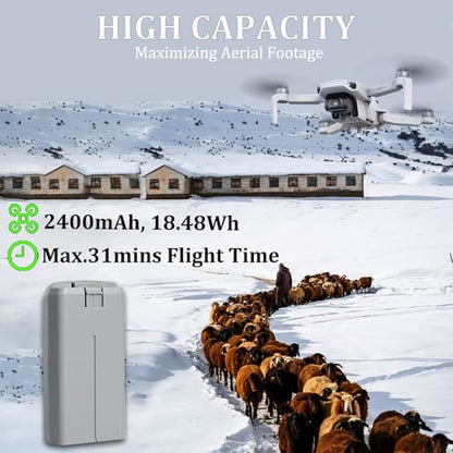 2 Pack Mini 2 Series Intelligent Flight Battery for DJI Mini 4K, Mini 2 SE, Mini 2, Mini SE with Extended Capacity 2400mAh-7.7V Max.31 Mins Flying for Drone Replacement - color: 2 Pack