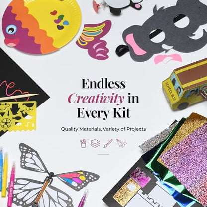20 Arts & Crafts Kit for Kids, All-Inclusive, No Mess Craft Kits & Supplies for Boys & Girls – DIY Creative Activity, Easy Step-by-Step Guide, Individually Packaged Crafts, Christmas Gift, Travel Gift