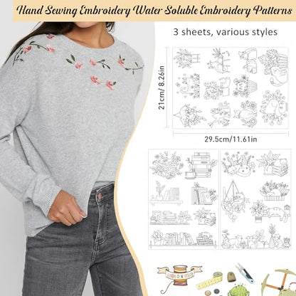 Water Soluble Embroidery Patterns, Stick and Stitch Paper for Sewing - color: Cat 1386