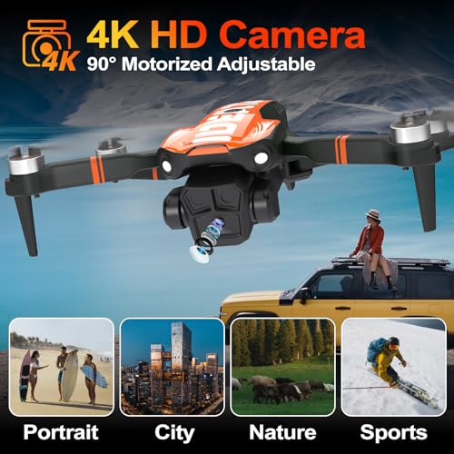 LE-IDEA GPS Drone with Camera for Adults, IDEA12GPS Drone with Camera 4K - color: Orange