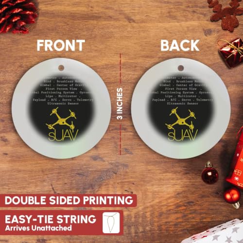 3dRose Black & Yellow Drone with DIY Circle Porcelain Ornament - size: Circle Porcelain Ornament