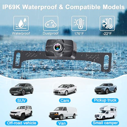 HD 1080P 7 Inch Wireless Backup Camera for Truck: 15-Min Easy to Install - size: 7'' + License Plate Camera