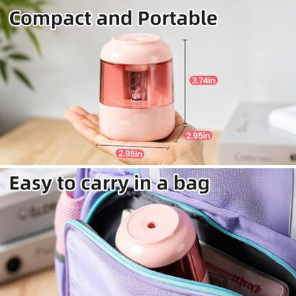 deli Electric Pencil Sharpener, Battery Operated, 6.5–8mm for Classroom - color: Pink