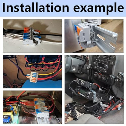 CESFONJER 2-in-8-out Compact Terminal Blocks (6 Sets), Lever Wire Splicing Connectors, 2 Input 8 Output, DIN Rail & Screw Fix, 28-12AWG, Includes Mounts & Screws - color: set3