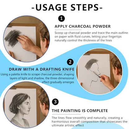 Charcoal Powder for Drawing & Art - Ideal for Sketching, Shading & Blending - Professional Artist Grade (4 Ounces)