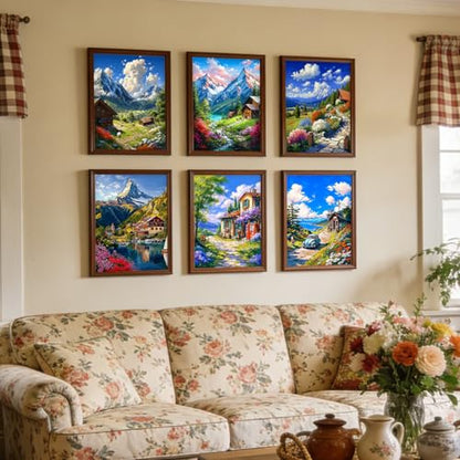 DOTSOPS 6 Pack Landscape Diamond Painting Kits for Adults Round Full Drill - color: Landscape B