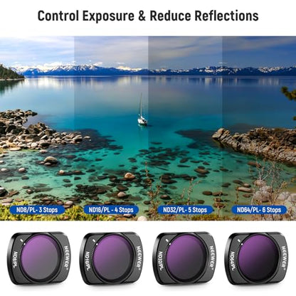 NEEWER HD Magnetic ND Filter Set Compatible with DJI Osmo Pocket 3 / Pocket 4 / Xtra Muse, 4 Pack ND8/PL ND16/PL ND32/PL ND64/PL Filter with Screen Protector Accessories - style: ND Filter Set