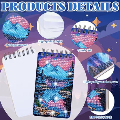 Fuyoooo 12 Pcs Starry Sky Theme Diamond Art Notebook, 4.72 x 2.83 Inch - style: Starry Sky