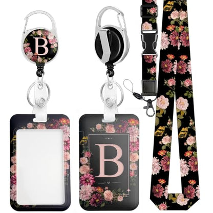 B Retractable Badge Holder Reel with Detachable Breakaway Lanyard for Women - color: B