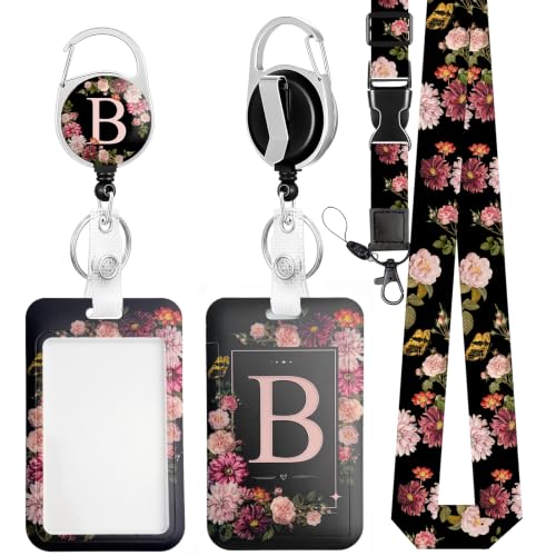 B Retractable Badge Holder Reel with Detachable Breakaway Lanyard for Women - color: B