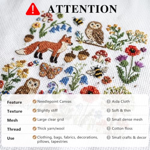 13 Mesh Needlepoint Canvas Blank, 18" x 20" Interlock Needle Point Canvas Roll, Cross Stitch Fabric, Cross Stitch Canvas for Embroidery Crafts - size: 13 Mesh