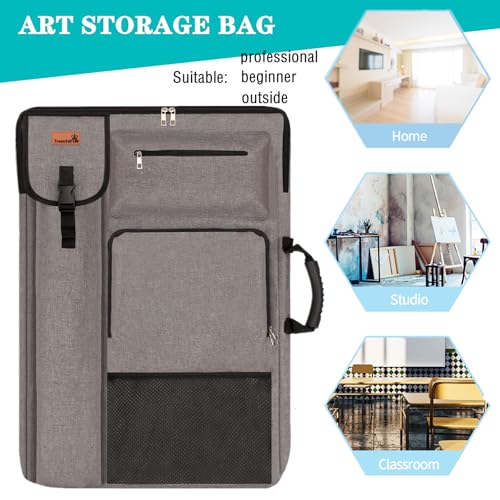 TreochtFUN Art Portfolio Case 18" x 24" - Medium Artist Backpack - color: grey