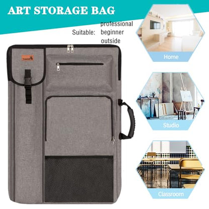 TreochtFUN Art Portfolio Case 18" x 24" - Medium Artist Backpack - color: grey