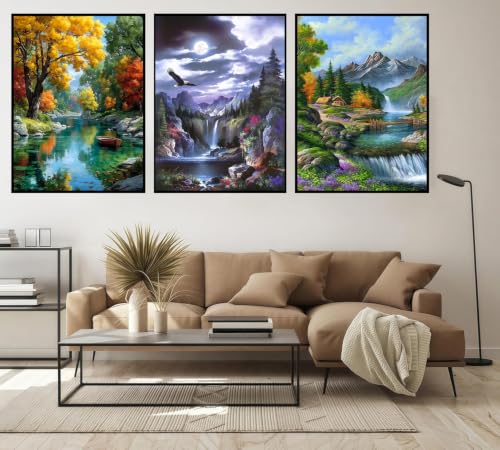 Ekuxom 3 Pack Diamond Art Kits for Adults-Landscape Diamond Painting - color: Landscape-3Pack